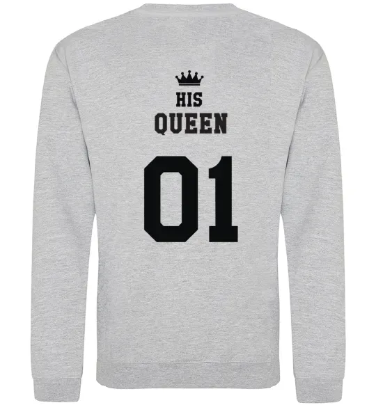 Світшот His queen на спині Сірий меланж фото