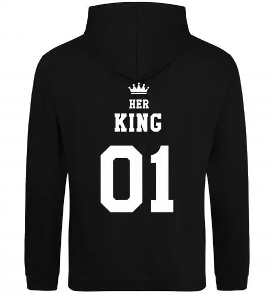 Мужская толстовка (худи) Her king на спині Черный фото