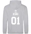 Мужская толстовка (худи) Her king на спині Серый меланж фото