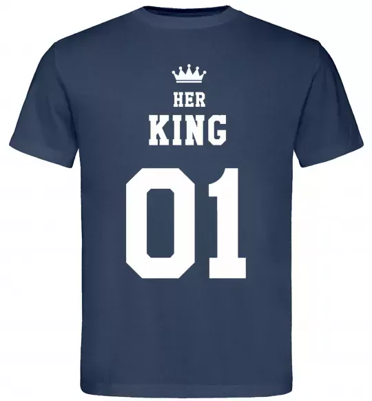 Мужская футболка Her king на спині Темно-синий фото