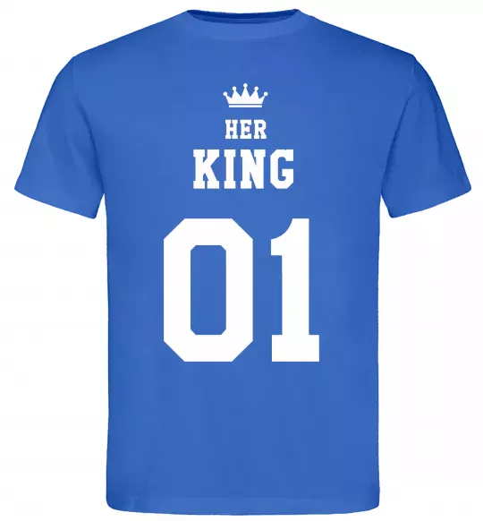 Мужская футболка Her king на спині Ярко-синий фото