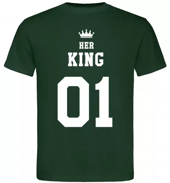 Мужская футболка Her king на спині Темно-зеленый фото