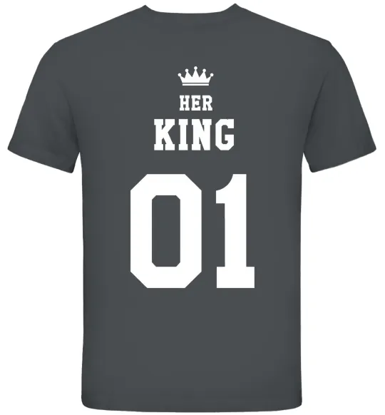Мужская футболка Her king на спині Графит фото