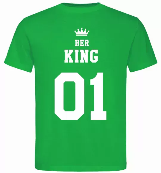 Мужская футболка Her king на спині Зеленый фото