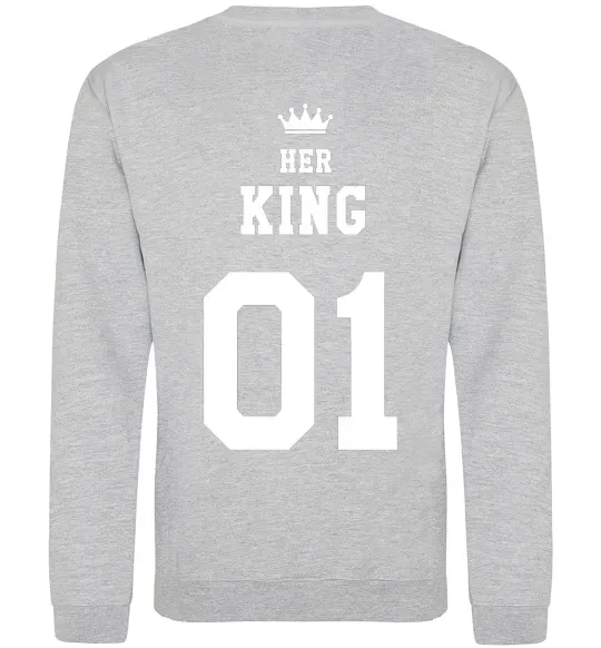 Свитшот Her king на спині Серый меланж фото