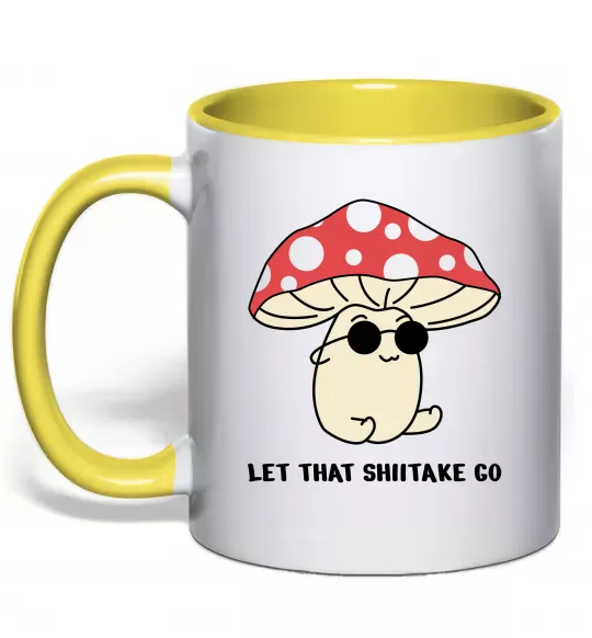 Чашка з кольоровою ручкою Мухомор в окулярах Сонячно жовтий фото