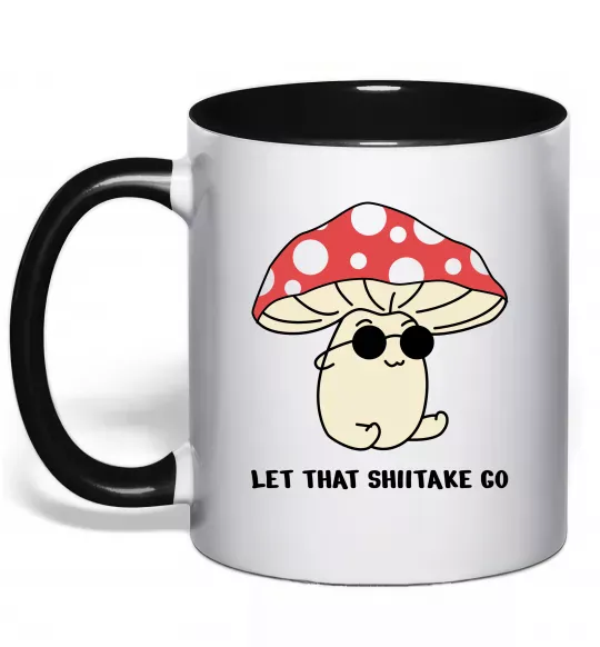 Чашка з кольоровою ручкою Мухомор в окулярах Чорний фото