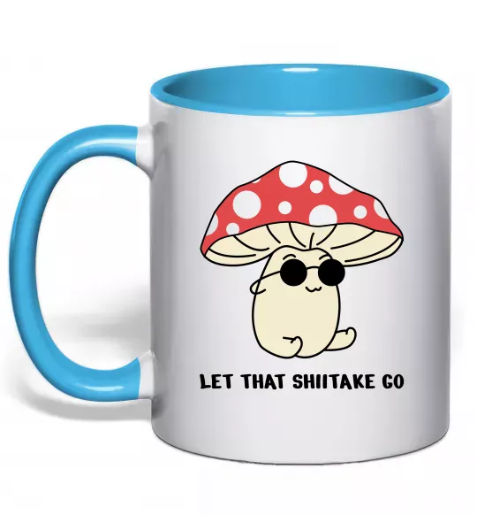 Чашка з кольоровою ручкою Мухомор в окулярах Блакитний фото