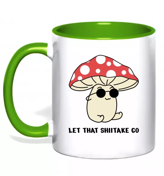 Чашка з кольоровою ручкою Мухомор в окулярах Зелений фото