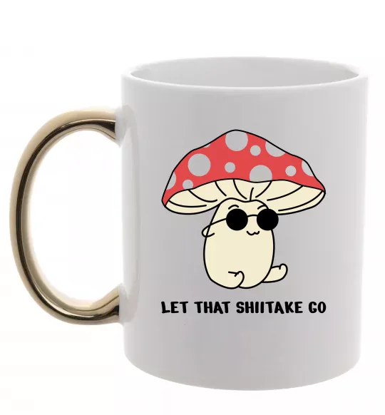 Чашка з кольоровою ручкою Мухомор в окулярах Золото фото