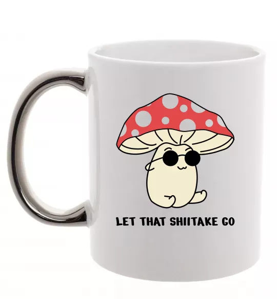 Чашка з кольоровою ручкою Мухомор в окулярах Срібло фото