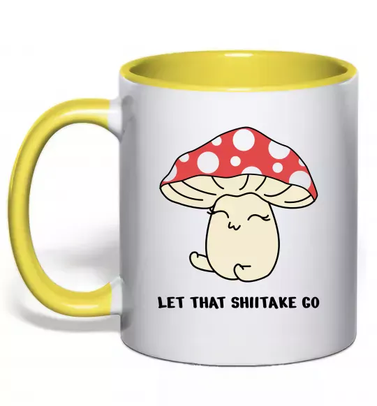 Чашка с цветной ручкой Мухомор дівчинка Солнечно желтый фото