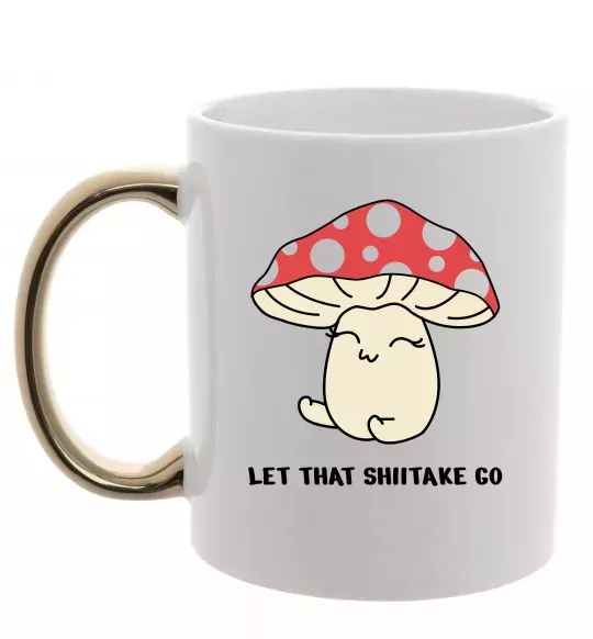 Чашка с цветной ручкой Мухомор дівчинка Золото фото