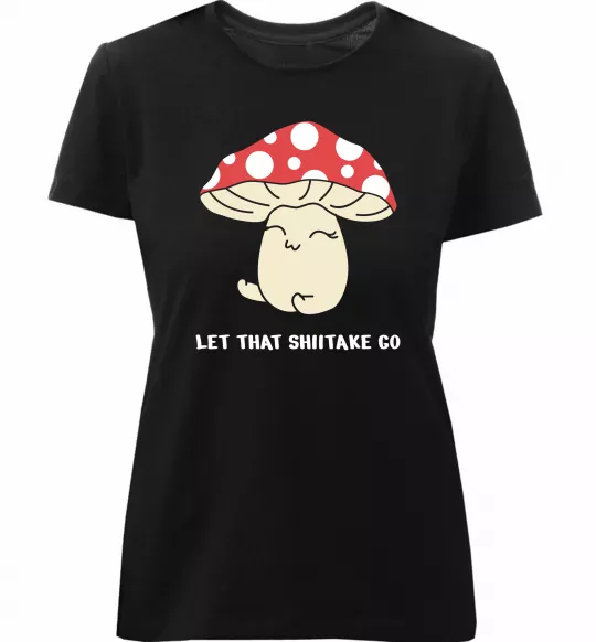 Женская премиум футболка Мухомор дівчинка Черный фото