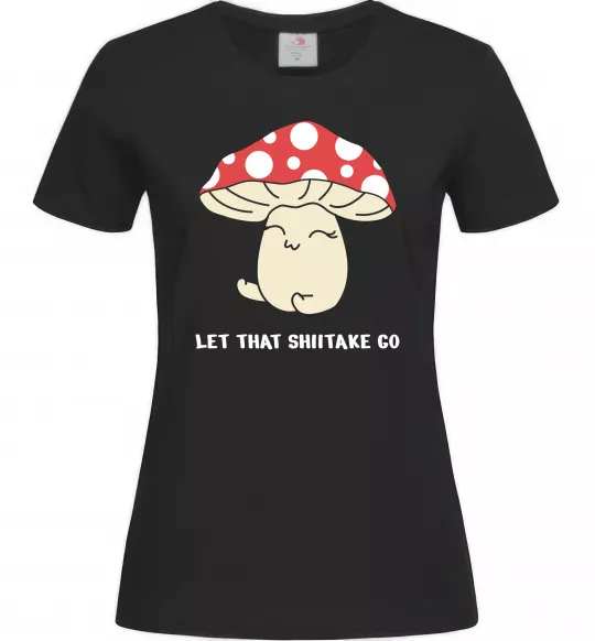 Женская футболка Мухомор дівчинка Черный фото