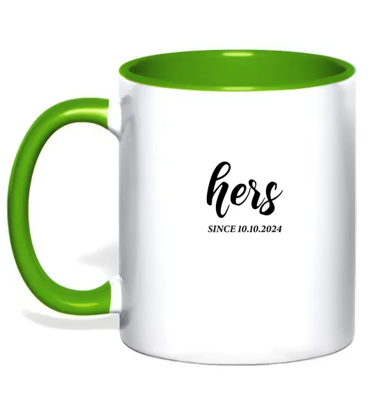Чашка с цветной ручкой Hers since Лаймовый фото