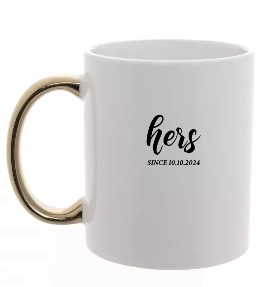 Чашка з кольоровою ручкою Hers since Золото фото