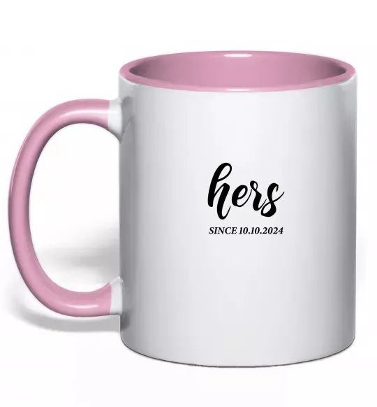 Чашка з кольоровою ручкою Hers since Ніжно рожевий фото
