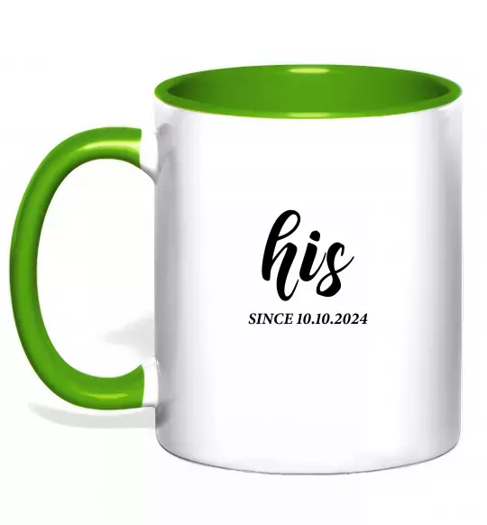 Чашка с цветной ручкой His since Зеленый фото