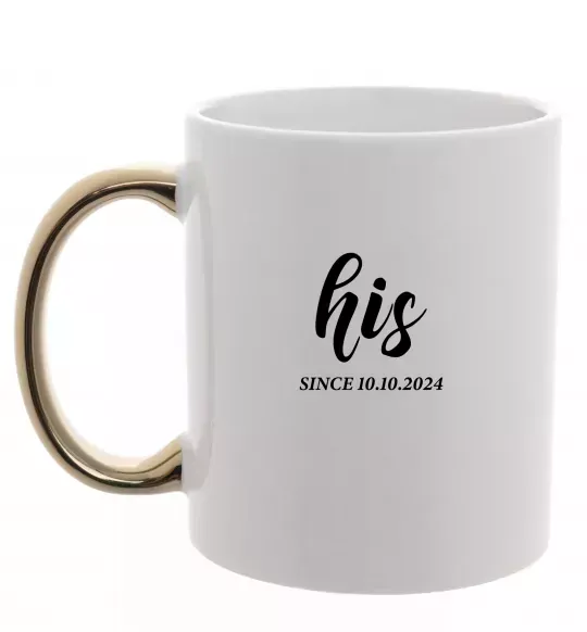 Чашка с цветной ручкой His since Золото фото