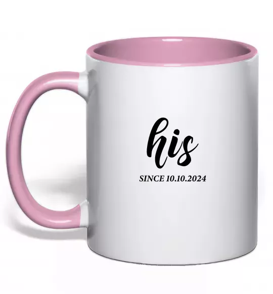Чашка с цветной ручкой His since Нежно розовый фото