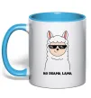 Чашка с цветной ручкой No drama lama Голубой Чашка с цветной ручкой No drama lama Голубой фото