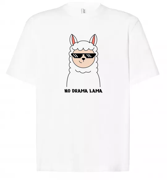 Футболка Оверсайз No drama lama Білий фото