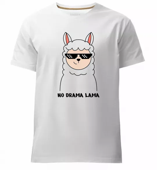Мужская премиум футболка No drama lama Белый фото