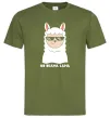 Мужская футболка No drama lama Оливковый фото