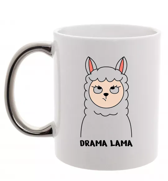 Чашка з кольоровою ручкою Drama lama Срібло фото