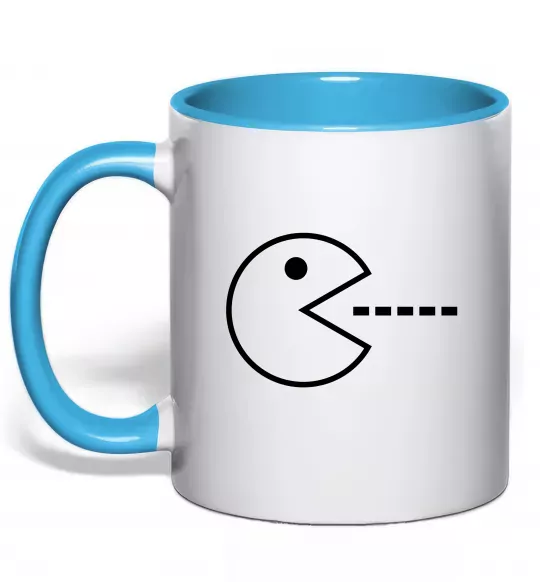 Чашка с цветной ручкой Pacman Голубой фото