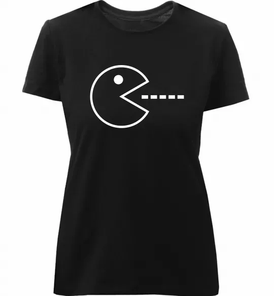 Женская премиум футболка Pacman Черный фото