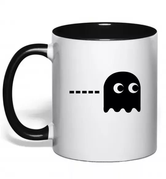 Чашка с цветной ручкой Pacman привид Черный фото