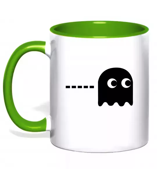 Чашка с цветной ручкой Pacman привид Зеленый фото