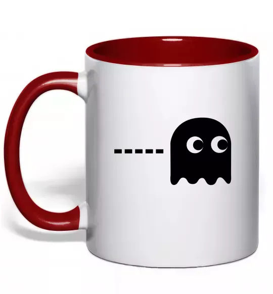 Чашка с цветной ручкой Pacman привид Красный фото