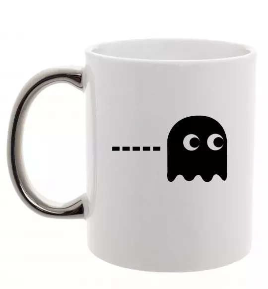 Чашка с цветной ручкой Pacman привид Серебро фото