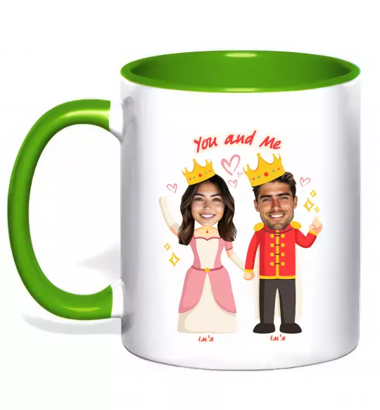 Чашка с цветной ручкой King and Queen Зеленый фото