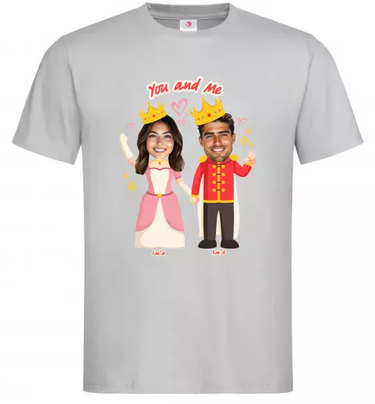 Мужская футболка King and Queen Серый фото