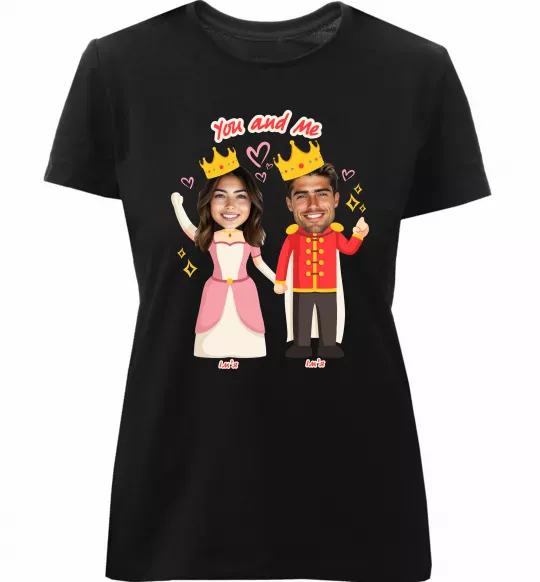 Женская премиум футболка Queen and King Черный фото