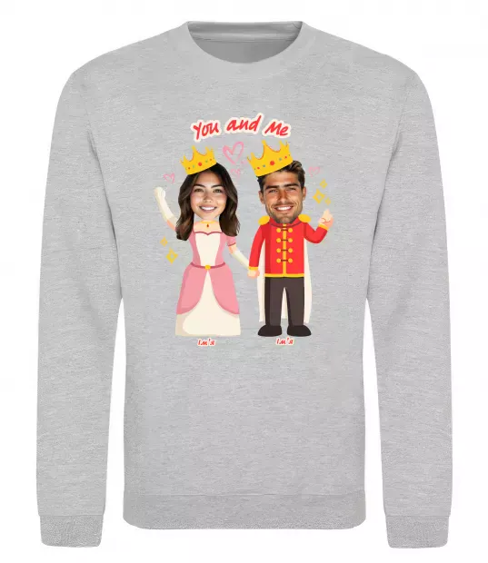 Свитшот Queen and King Серый меланж фото