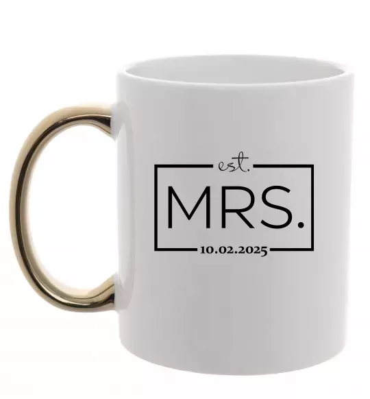Чашка з кольоровою ручкою До річниці весілля Mrs. Золото фото