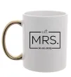 Чашка з кольоровою ручкою До річниці весілля Mrs. Золото фото