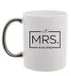 Чашка з кольоровою ручкою До річниці весілля Mrs. Срібло фото