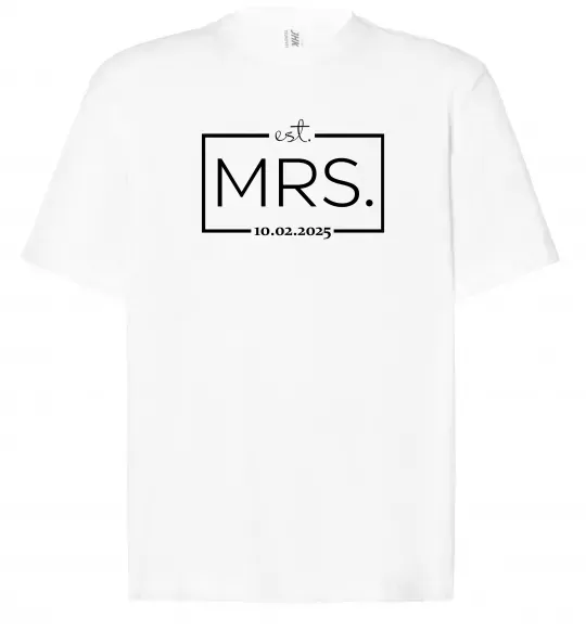 Футболка Оверсайз До річниці весілля Mrs. Білий фото