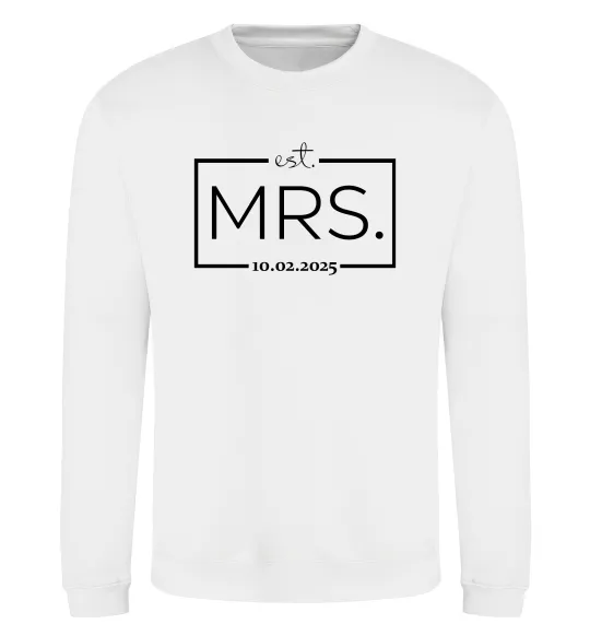 Світшот До річниці весілля Mrs. Білий фото