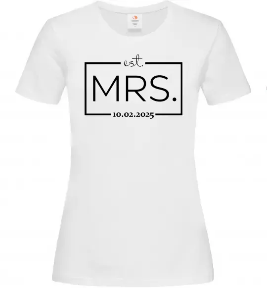 Женская футболка До річниці весілля Mrs. Белый фото