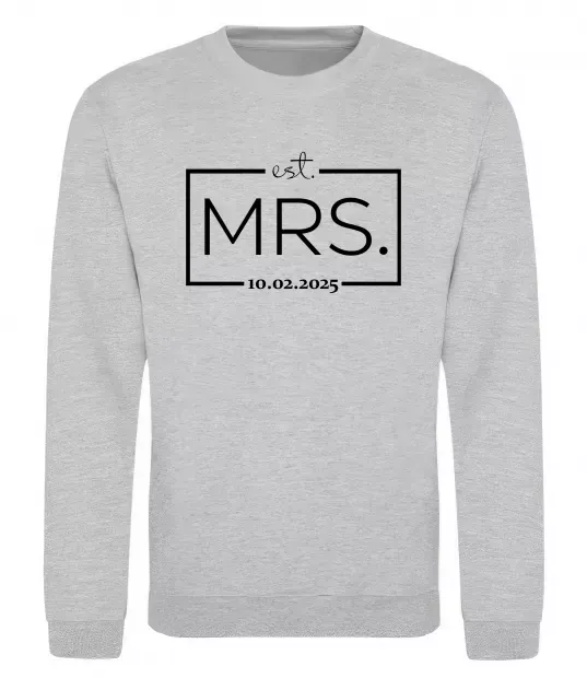 Свитшот До річниці весілля Mrs. Серый меланж фото