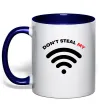 Чашка з кольоровою ручкою Don`t steal my WIFI Глибокий темно-синій фото