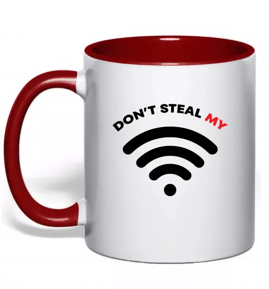 Чашка з кольоровою ручкою Don`t steal my WIFI Червоний фото