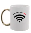 Чашка з кольоровою ручкою Don`t steal my WIFI Золото фото